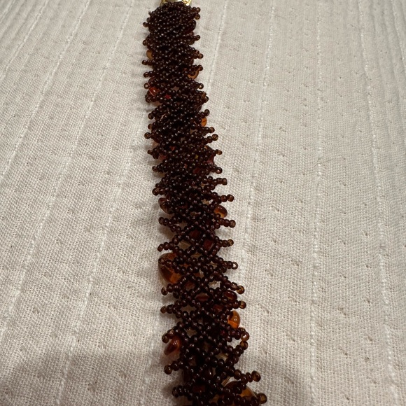 Genuine Baltic Amber Statement Bracelet Hand-Beaded Artisan Jewelry Cognac Honey - Picture 8 of 8